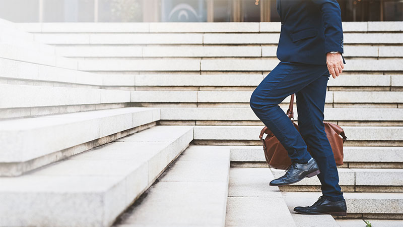 man climbing stairs