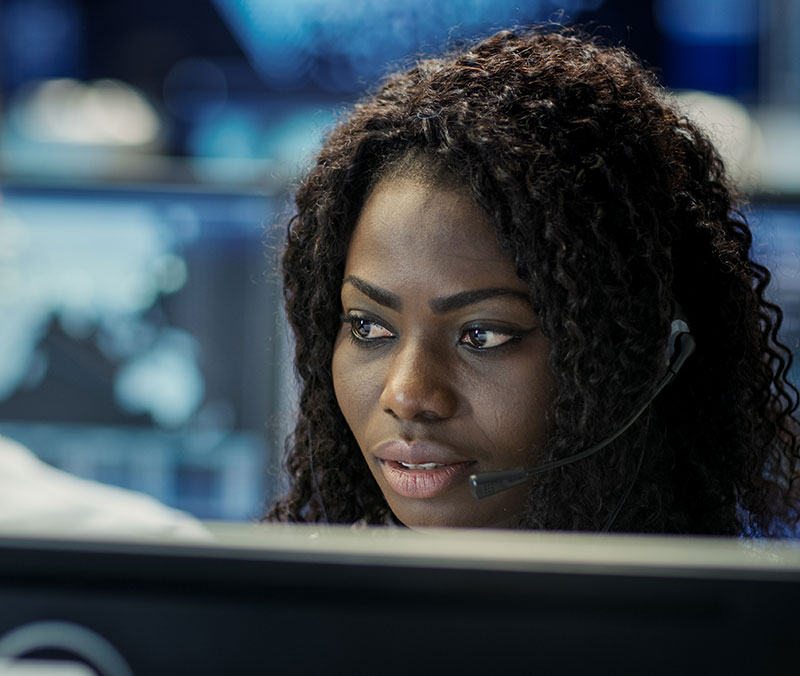 woman with desktop