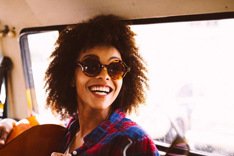 woman in car