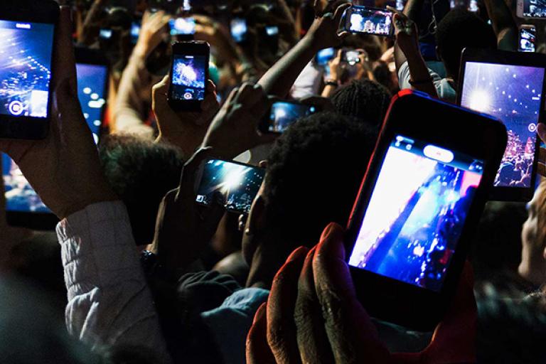 crowd with phones