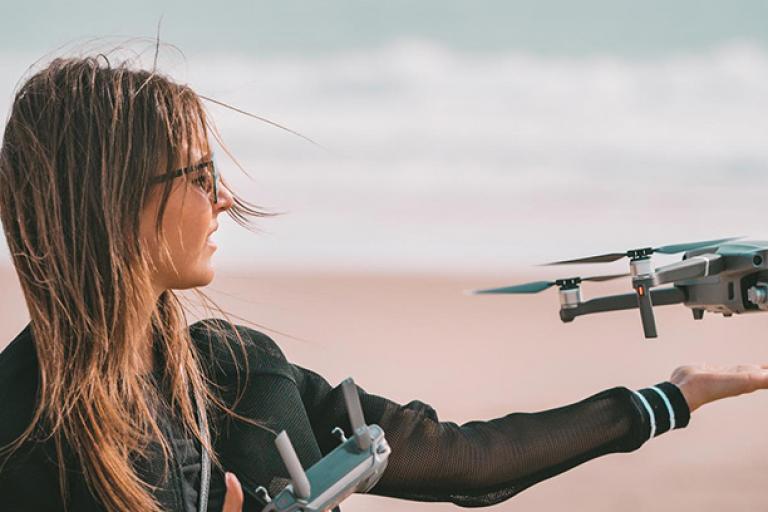 woman with drone