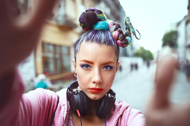 woman taking selfie