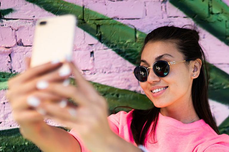 woman with phone