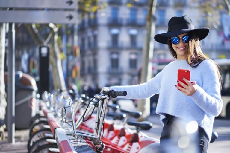 woman with bikes