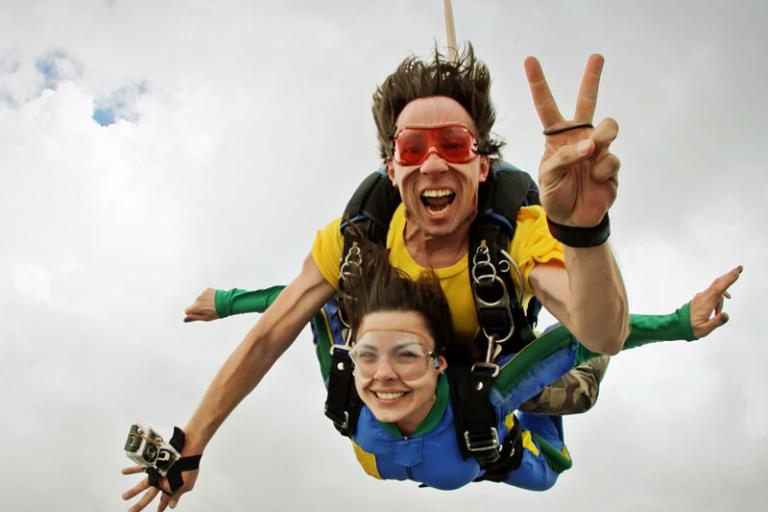 parachuting couple