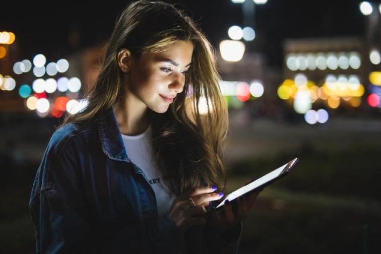 woman with tablet