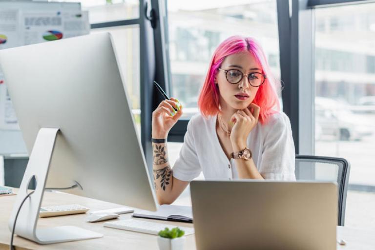 woman working