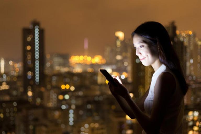 woman with tablet