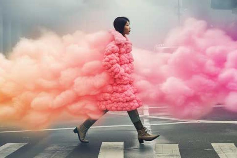ai woman in cloud coat