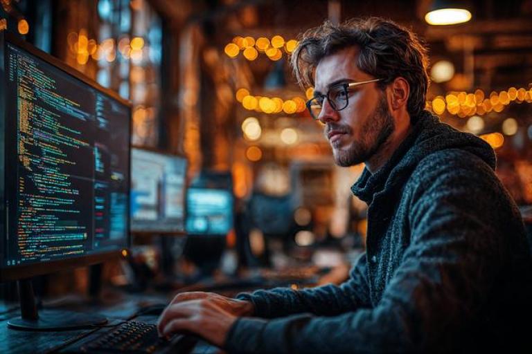 man-typing-glasses-desk